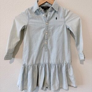 Polo Ralph Lauren Girls Chambray Drop Waist Dress Sz 5 | Quiet Luxury Coastal